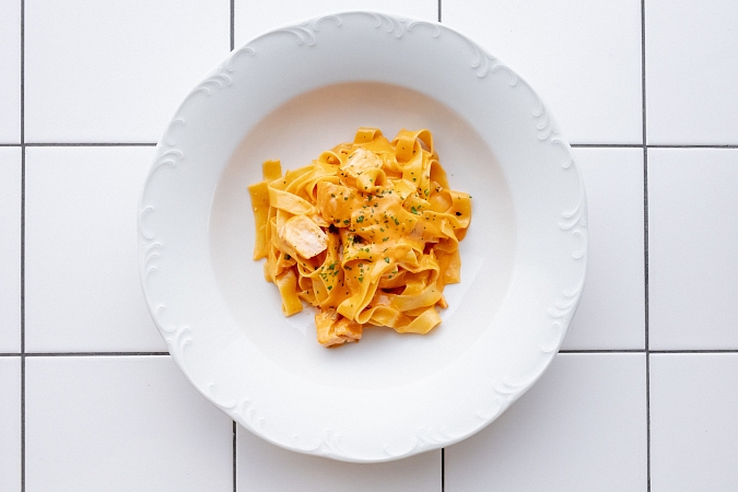 Тальятелле с лососем