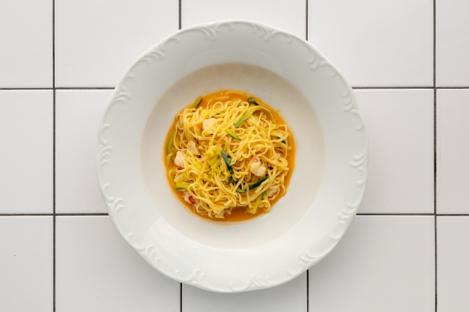 Тальолини с цукини и креветками