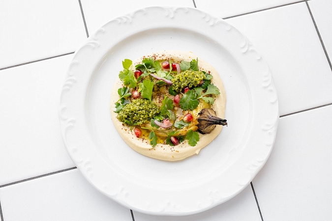 Хумус с запеченным баклажаном