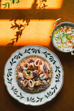 Сиядие - традиционная ливанская паэлья с креветками и кальмарами